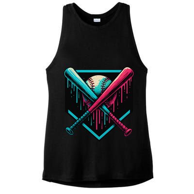 Ice Cream Dripping Baseball Home Plate Drip Respect The Ladies PosiCharge Tri-Blend Wicking Tank