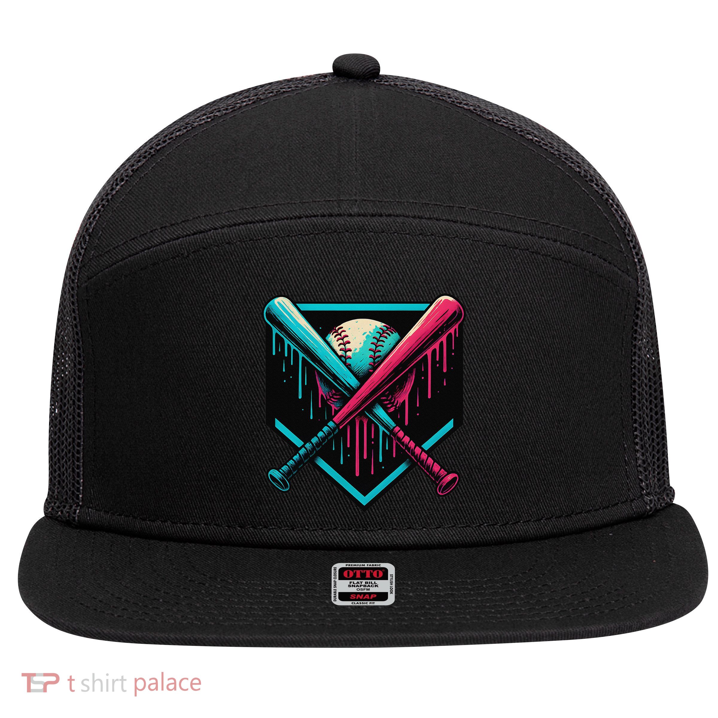 Ice Cream Dripping Baseball Home Plate Drip Respect The 7 Panel Mesh Trucker Snapback Hat