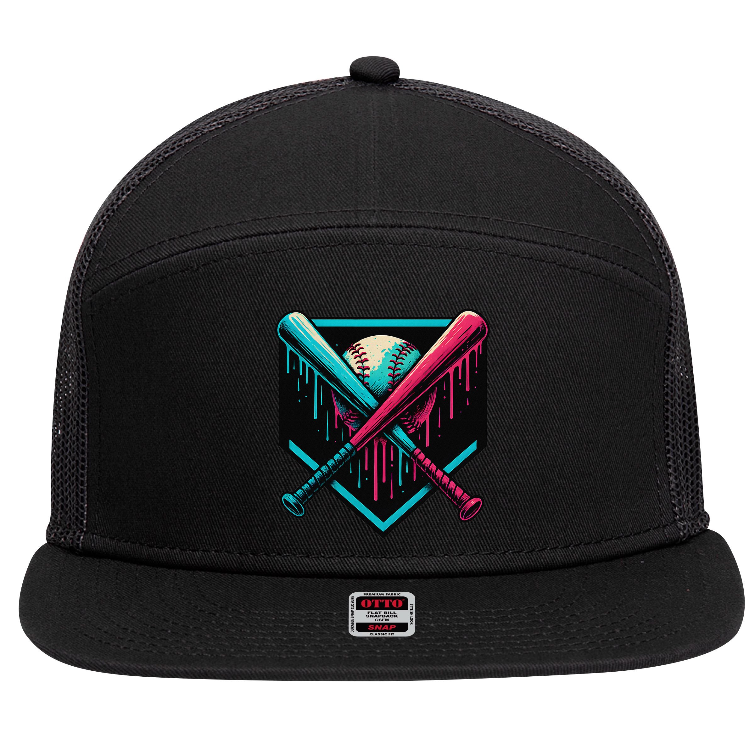 Ice Cream Dripping Baseball Home Plate Drip Respect The 7 Panel Mesh Trucker Snapback Hat