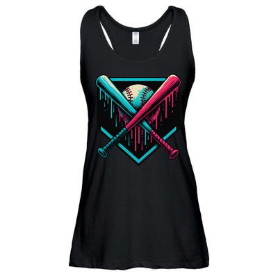 Ice Cream Dripping Baseball Home Plate Drip Respect The Ladies Essential Flowy Tank