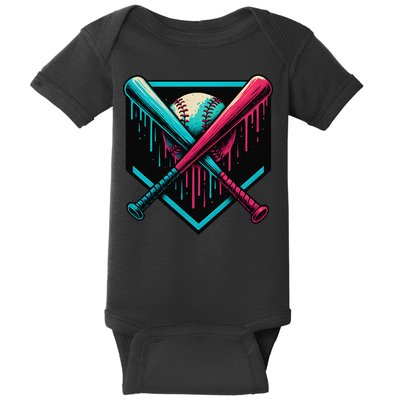 Ice Cream Dripping Baseball Home Plate Drip Respect The Baby Bodysuit