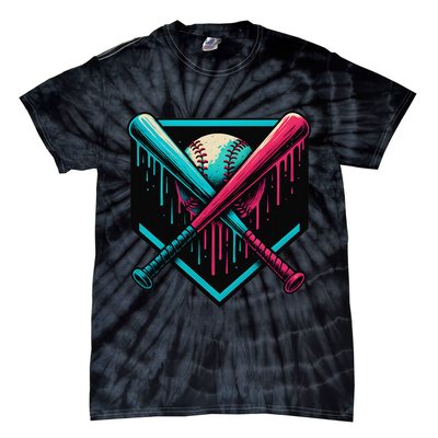 Ice Cream Dripping Baseball Home Plate Drip Respect The Tie-Dye T-Shirt