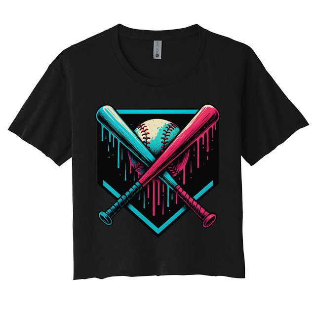 Ice Cream Dripping Baseball Home Plate Drip Respect The Crop Top