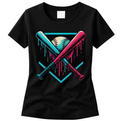 Ice Cream Dripping Baseball Home Plate Drip Respect The Womens T-Shirt