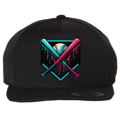 Ice Cream Dripping Baseball Home Plate Drip Respect The Wool Snapback Cap