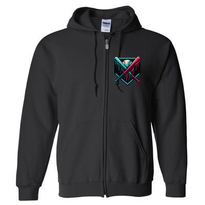 Ice Cream Dripping Baseball Home Plate Drip Respect The Full Zip Hoodie