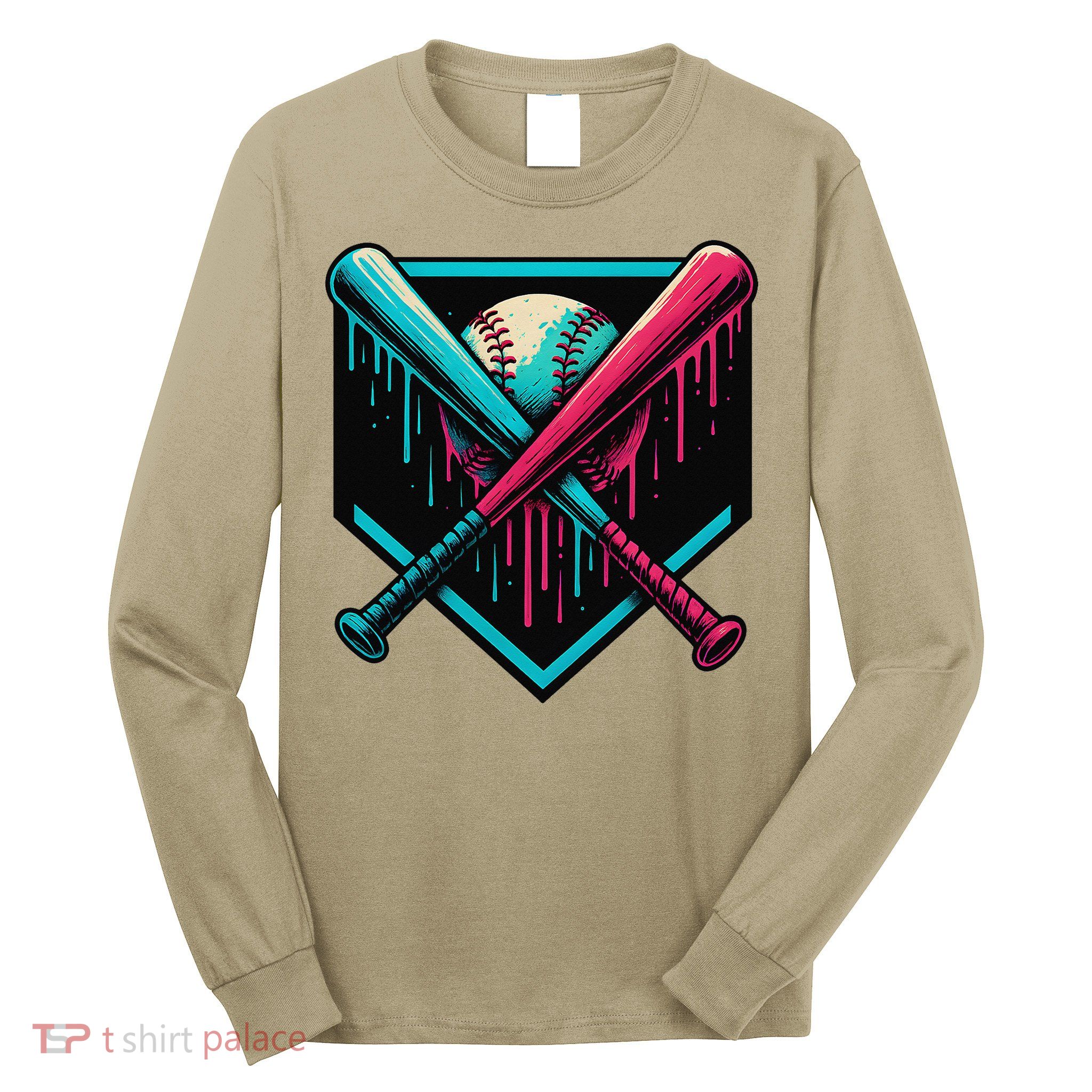 Ice Cream Dripping Baseball Home Plate Drip Respect The Long Sleeve Shirt