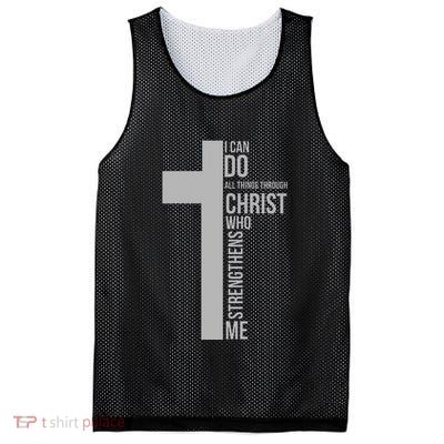 I Can Do All Things Through Christ Who Strengthens Me Cross Mesh Reversible Basketball Jersey Tank