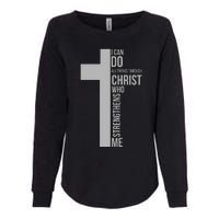 I Can Do All Things Through Christ Who Strengthens Me Cross Womens California Wash Sweatshirt