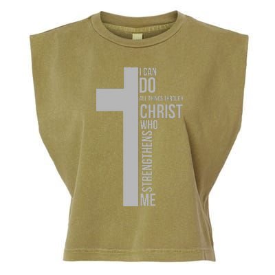 I Can Do All Things Through Christ Who Strengthens Me Cross Garment-Dyed Women's Muscle Tee