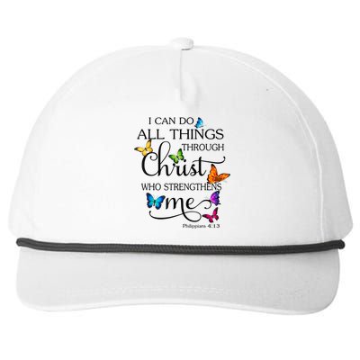 I Can Do All Things Through Christ Butterfly Art Religious Snapback Five-Panel Rope Hat