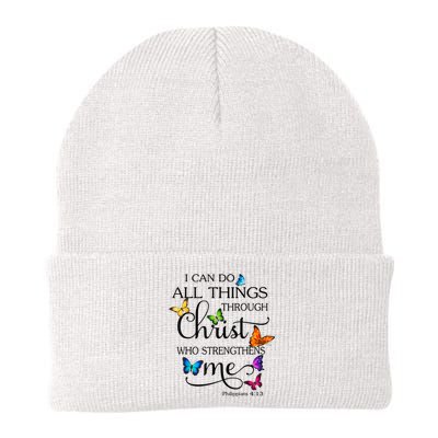 I Can Do All Things Through Christ Butterfly Art Religious Knit Cap Winter Beanie