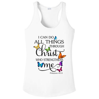 I Can Do All Things Through Christ Butterfly Art Religious Ladies PosiCharge Competitor Racerback Tank