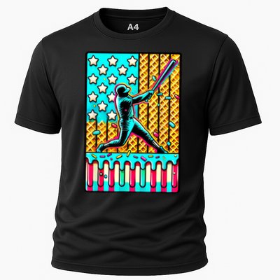 Ice Cream Drip Baseball Stuff Drip For American Flag Performance Shirt