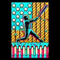 Ice Cream Drip Baseball Stuff Drip For American Flag Cooling Performance Crew T-Shirt