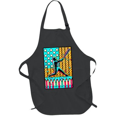 Ice Cream Drip Baseball Stuff Drip For American Flag Apron