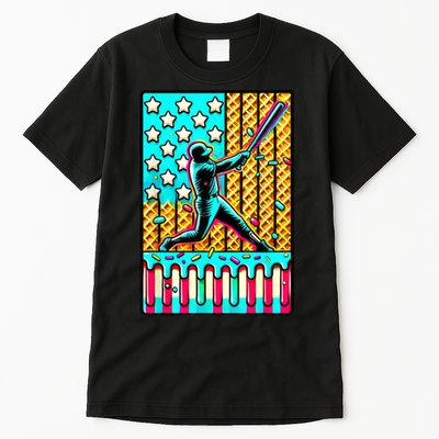 Ice Cream Drip Baseball Stuff Drip For American Flag Tall T-Shirt
