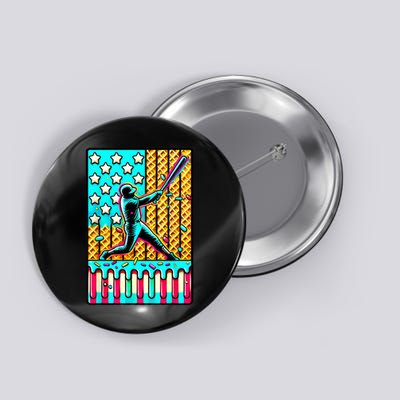 Ice Cream Drip Baseball Stuff Drip For American Flag Button