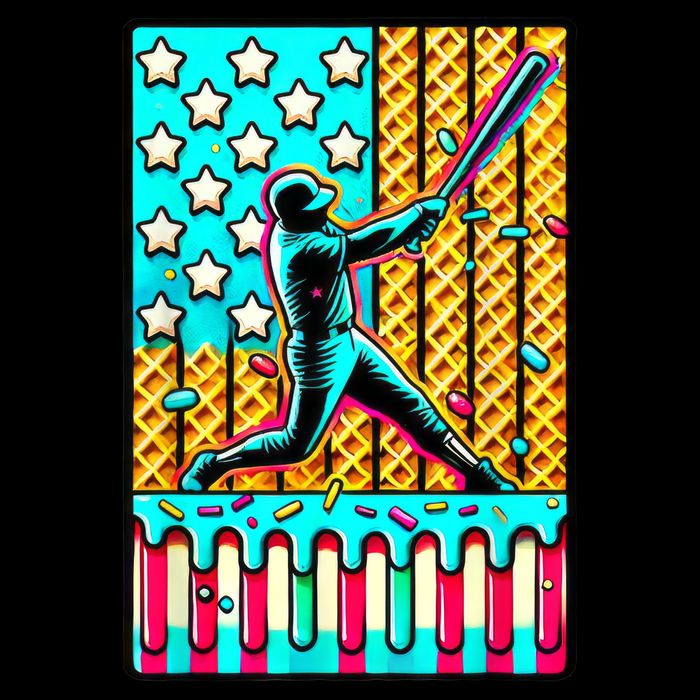 Ice Cream Drip Baseball Stuff Drip For American Flag Button