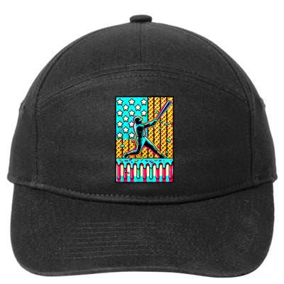 Ice Cream Drip Baseball Stuff Drip For American Flag 7-Panel Snapback Hat