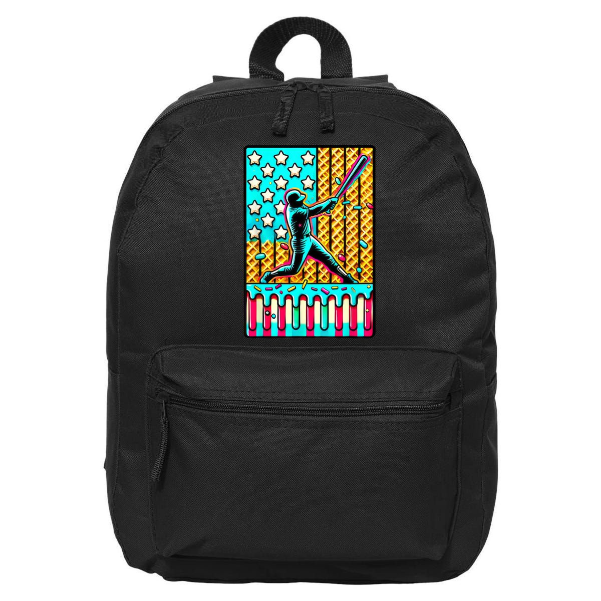 Ice Cream Drip Baseball Stuff Drip For American Flag 16 in Basic Backpack