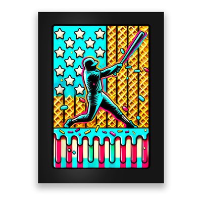 Ice Cream Drip Baseball Stuff Drip For American Flag Poster