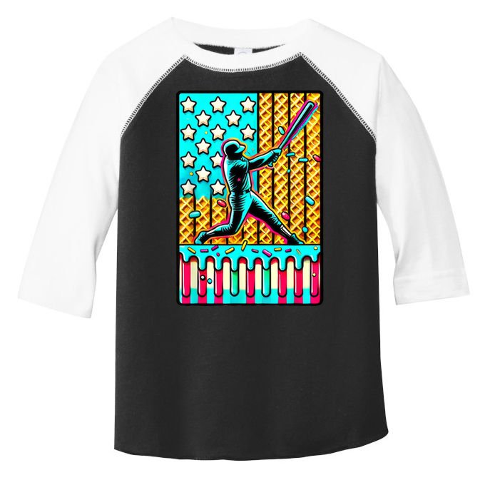 Ice Cream Drip Baseball Stuff Drip For American Flag Toddler Fine Jersey T-Shirt