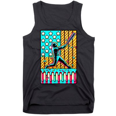 Ice Cream Drip Baseball Stuff Drip For American Flag Tank Top