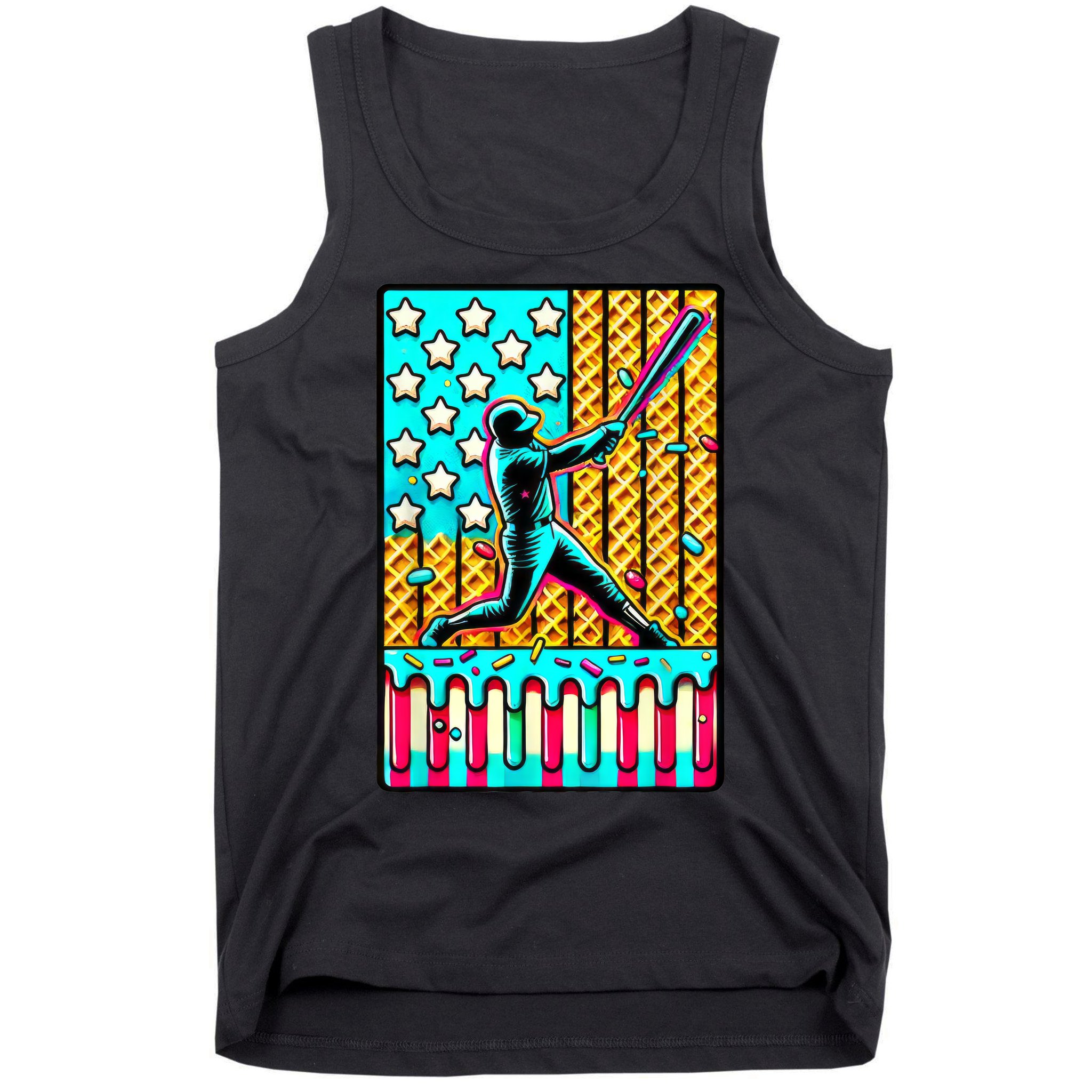 Ice Cream Drip Baseball Stuff Drip For American Flag Tank Top