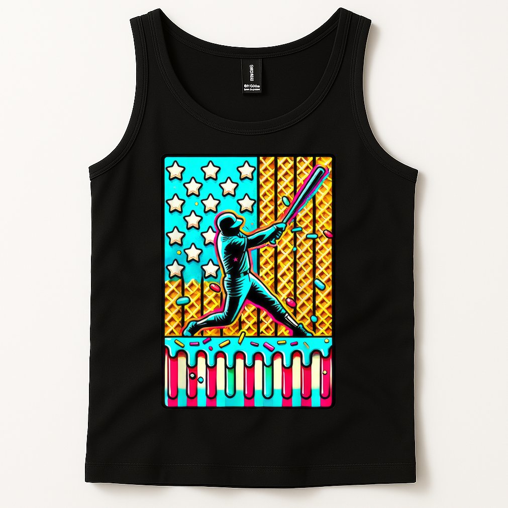 Ice Cream Drip Baseball Stuff Drip For American Flag Tank Top