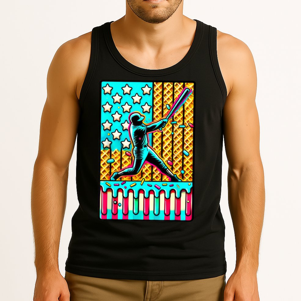Ice Cream Drip Baseball Stuff Drip For American Flag Tank Top