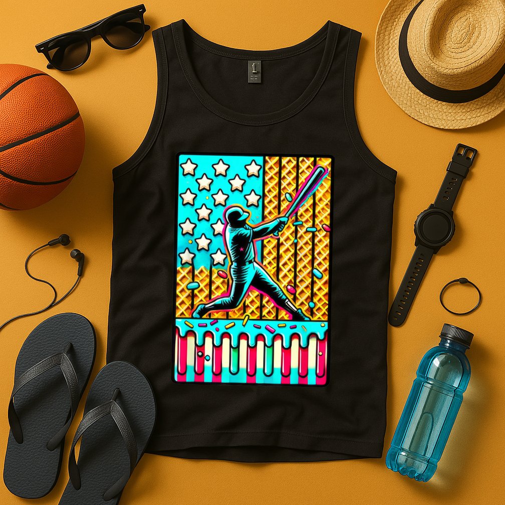 Ice Cream Drip Baseball Stuff Drip For American Flag Tank Top