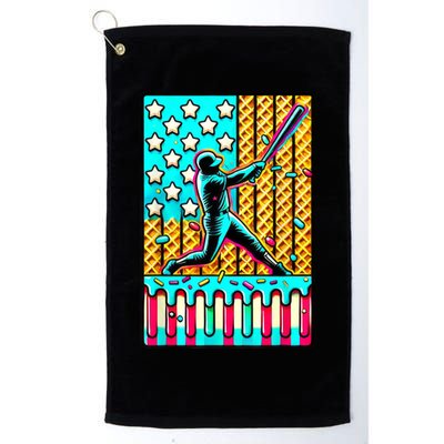 Ice Cream Drip Baseball Stuff Drip For American Flag Golf Towel
