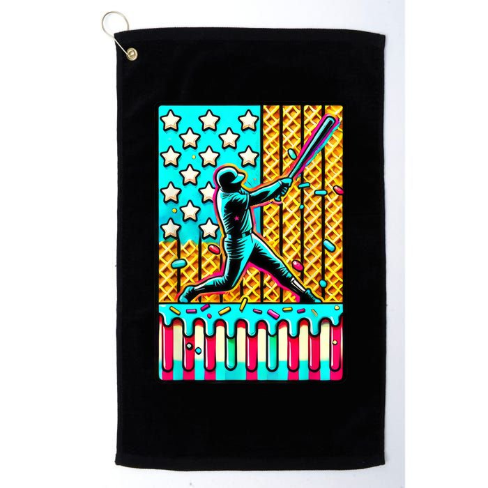 Ice Cream Drip Baseball Stuff Drip For American Flag Golf Towel