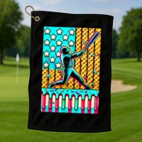 Ice Cream Drip Baseball Stuff Drip For American Flag Golf Towel
