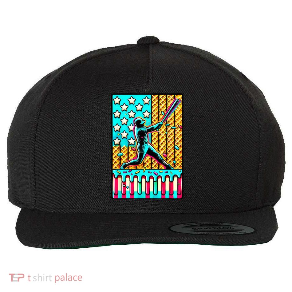Ice Cream Drip Baseball Stuff Drip For American Flag Wool Snapback Cap