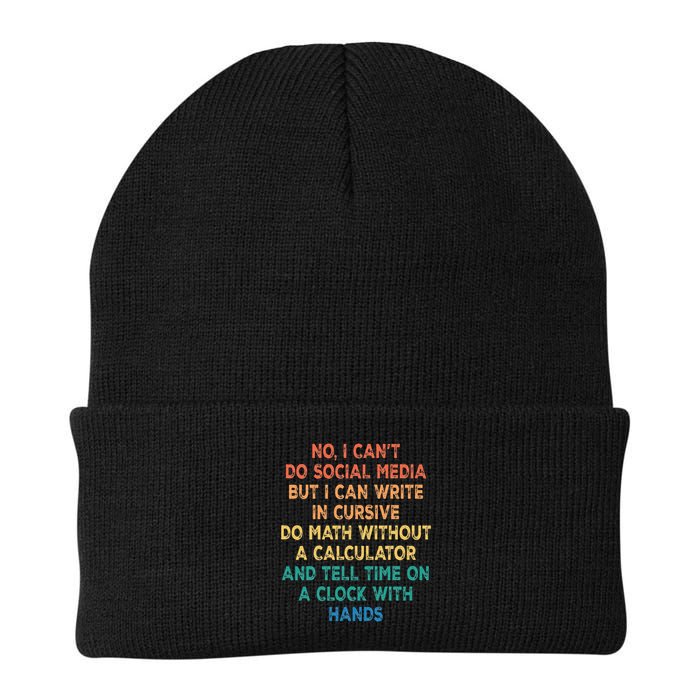 I Can't Do Social Media But I Can Write In Cursive Funny Knit Cap Winter Beanie