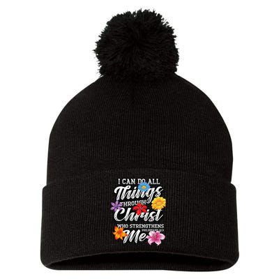 I Can Do All Things Through Christ Who Strengthens Me Pom Pom 12in Knit Beanie