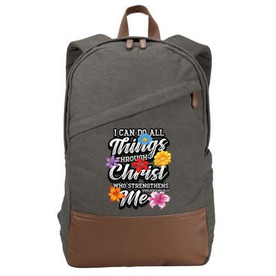I Can Do All Things Through Christ Who Strengthens Me Cotton Canvas Backpack
