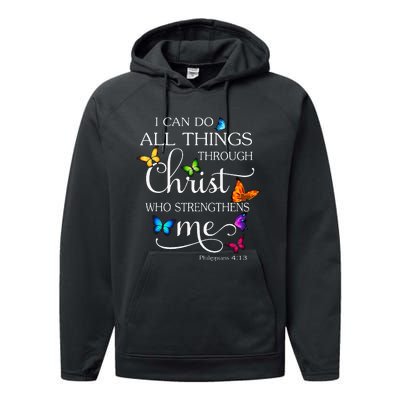 I Can Do All Things Through Christ Butterfly Art Religious Performance Fleece Hoodie