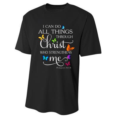 I Can Do All Things Through Christ Butterfly Art Religious Performance Sprint T-Shirt