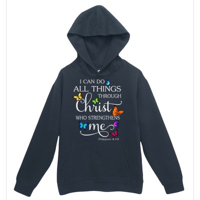 I Can Do All Things Through Christ Butterfly Art Religious Urban Pullover Hoodie