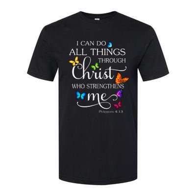 I Can Do All Things Through Christ Butterfly Art Religious Softstyle® CVC T-Shirt