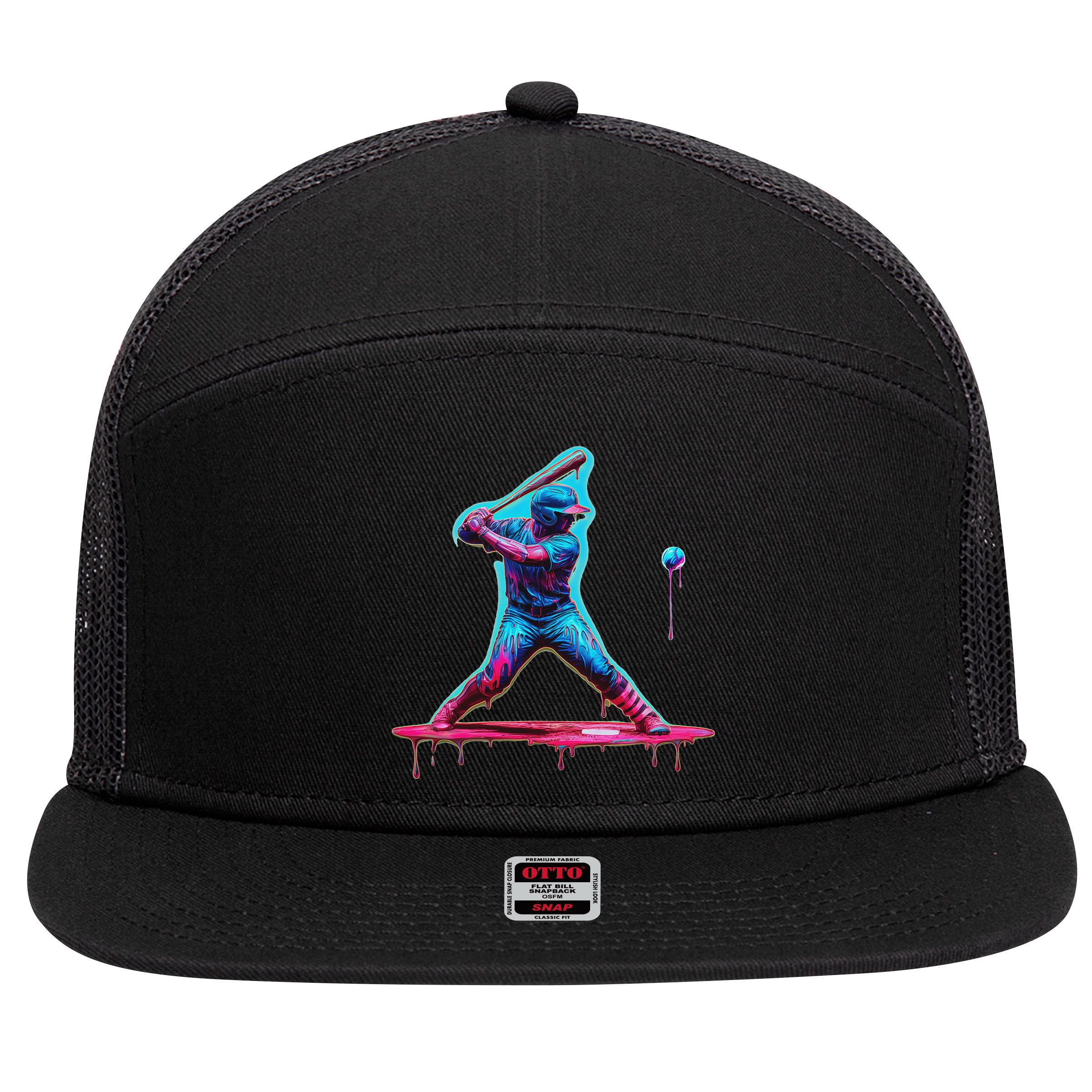 Ice Cream Drip Baseball Bat Baseball Player 7 Panel Mesh Trucker Snapback Hat