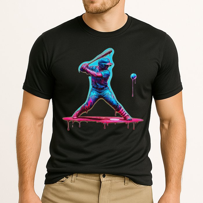 Ice Cream Drip Baseball Bat Baseball Player Cooling Performance Crew T-Shirt