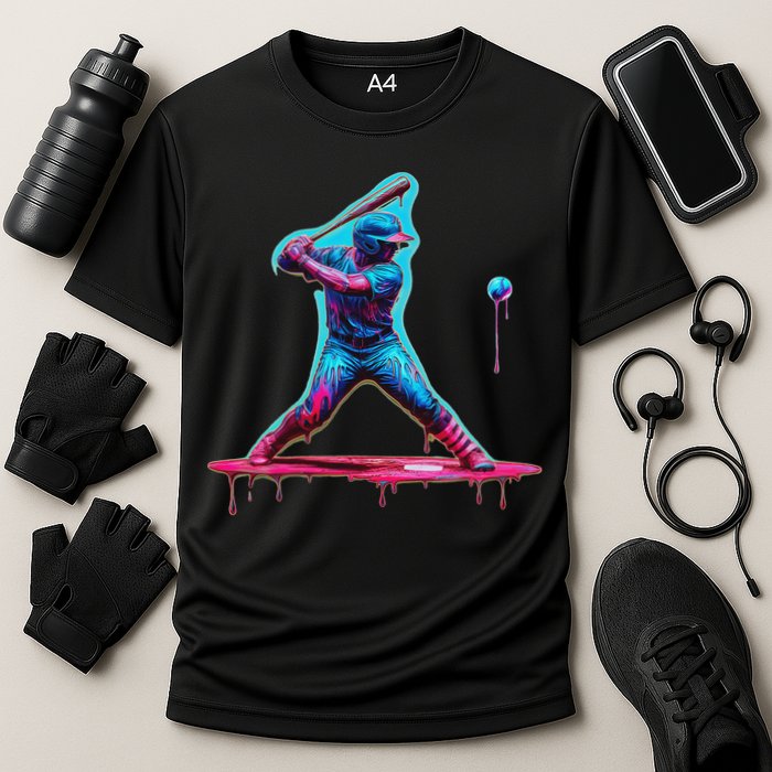 Ice Cream Drip Baseball Bat Baseball Player Cooling Performance Crew T-Shirt