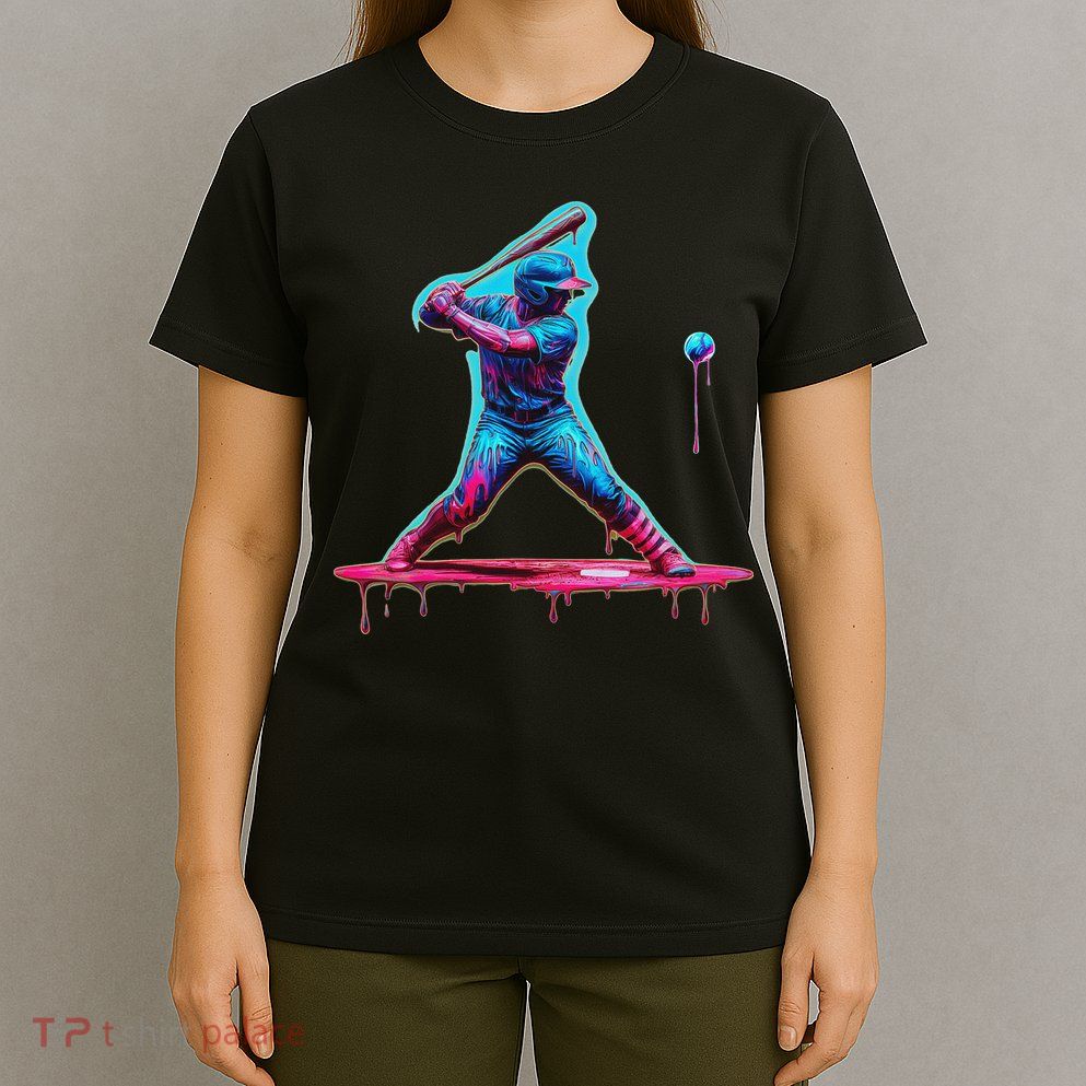 Ice Cream Drip Baseball Bat Baseball Player T-Shirt