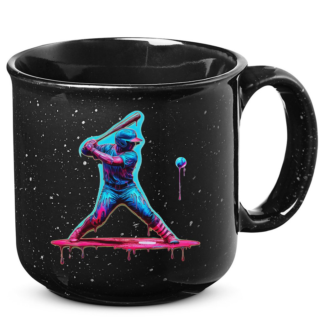 Ice Cream Drip Baseball Bat Baseball Player 15oz Campfire Ceramic Mug