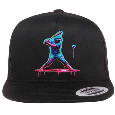 Ice Cream Drip Baseball Bat Baseball Player Flatbill Hat
