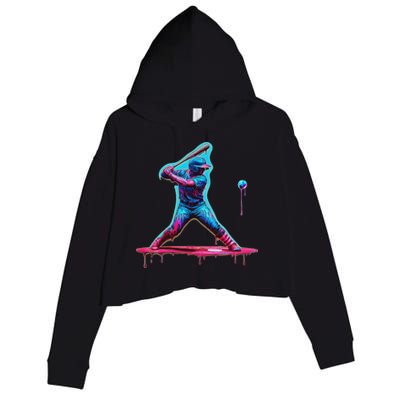 Ice Cream Drip Baseball Bat Baseball Player Crop Fleece Hoodie